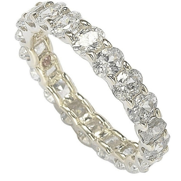 🔹️Suzy Levian 🔹️Sterling Silver Oval U-Shape White CZ Eternity Band Ring - Picture 1 of 9